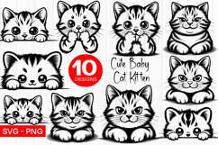 Adorable Kitten Faces Border Frame SVG PNG Product Image 1