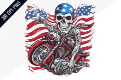 Man Skull Ride American Bike Sublimation -4th of July Design Product Image 1