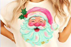 Preppy Santa PNG, Christmas PNG, Hand-painted Retro Santa Product Image 3
