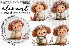 Whimsical Bunny Easter Clipart, Watercolor Easter Bunny PNG Product Image 1