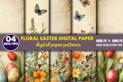 Floral Easter Digital Paper Patterns PNG Product Image 1