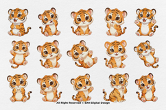 15 Bundle Watercolor Tiger Orange Animal Wildlife Jungle Product Image 8