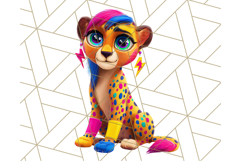 Funky Safari Animals PNG Clipart With Rainbow Hair, Cute Png Product Image 4