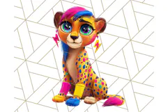 Funky Safari Animals PNG Clipart With Rainbow Hair, Cute Png Product Image 4