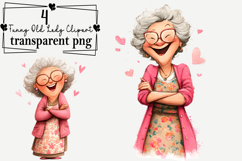 Funny Old Lady Clipart Watercolor PNG Product Image 1