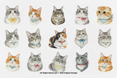 15 Bundle Watercolor Cats Face Kitten Fluffy Pet Funny Stick Product Image 8