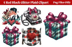 Red Black Glitter Plaid Clipart PNG Product Image 1