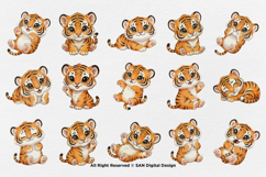 15 Bundle Watercolor Baby Tiger Wildlife Jungle King Kids Product Image 8