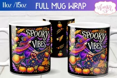 Spooky vibes mug wrap sublimation PNG, Halloween witch mug Product Image 2