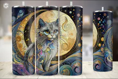 4 Celestial Cat Tumbler Sublimation, 20 oz Tumbler Wrap Product Image 5