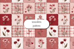 Red Floral Patchwork Seamless Pattern Romantic Quilt Product Image 1