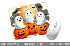 Cute Ghost Mouse Pad. Halloween Mouse Pad Sublimation Product Image 1