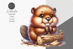 Woodland animals clipart, Beaver clipart Product Image 1