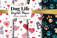 Dog Paw Digital Paper Seamless Scrapbook Paper Product Image 1
