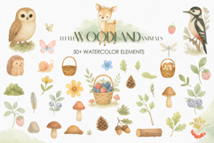 Woodland Animals Watercolor Clipart Nursery Set Product Image 8
