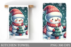 Snowman Kitchen Towel Design. Christmas Kitchen Towel Product Image 1