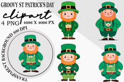 Whimsical Groovy St Patrick’s Day Clipart Watercolor png Product Image 1
