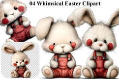 Whimsical Bunny Easter Clipart, Watercolor Easter Bunny PNG Product Image 1