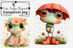 Whimsical Cute Frogs Clipart PNG Watercolor png Product Image 1