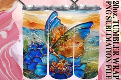 Vibrant Glitter Butterfly Design Tumbler Wrap 20oz Product Image 1
