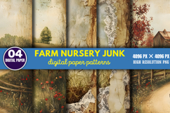 Farm Nursery Junk Journal Digital Paper Pattern PNG Product Image 1