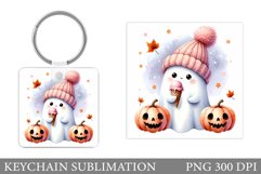 Cute Ghost Keychain Design. Cute Ghost Sublimation Product Image 1