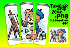 STUNNING 20oz Sublimation Tumbler , Cute Bear Product Image 1