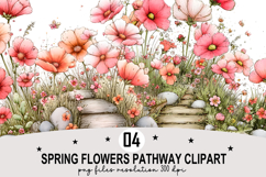 Spring Flowers Pathway Clipart Watercolor Clipart png Product Image 1