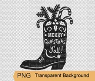 Cowboy Merry Christmas svg, png Cowboy boot silhouette Print Product Image 2