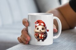 Cute Christmas Hedgehog Clipart, Hedgehog sublimation Product Image 2