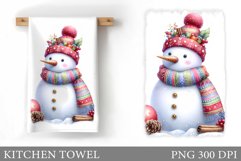 Snowman Kitchen Towel. Christmas Kitchen Towel Design Product Image 1