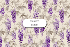 Wisteria Floral Seamless Pattern Elegant Botanical Art Product Image 1