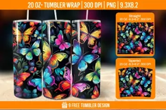 3D Cute Butterfly Tumbler Wrap Designs, Sublimation Wrap Product Image 1