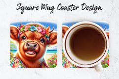 Highland Cow Mug coaster | Coaster | Sublimation Design Product Image 1