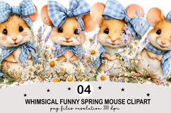 Whimsical Funny Spring Mouse Clipart Watercolor png Product Image 1