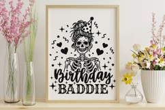 Birthday Baddie Svg, Birthday Girl Svg, Skeleton Girl Svg. Product Image 9