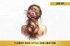 flower hair style sublimation, hair style woman clipart Product Image 10