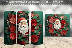 3D Christmas Santa Flowers Tumbler Design Product Image 1
