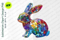 Stained Glass Rabbit Sitting Colorful Mosaic Clipart Product Image 1