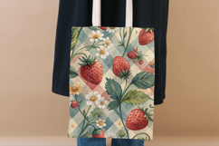 Watercolor Strawberry Gingham Paper, Seamless Digital Fruit Product Image 8