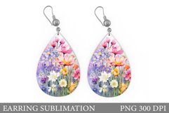 Flowers Teardrop Earring. Wildflowers Earring Sublimation Product Image 1
