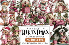 Christmas Animals Clipart Set Bundle | Cute Holiday Wildlife Product Image 1