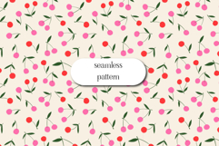 Cherry Seamless Pattern, Cute Fruit Floral Digital Paper Product Image 1