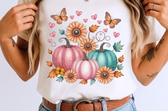 Glitter Floral Pumpkin Sublimation PNG. Product Image 8