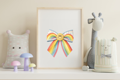 Rainbow Retro Smiley Coquette Bow Clipart Product Image 7