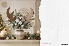 Reindeer Antler Plant Stake Laser Cut | Herb Label | SVG Product Image 2