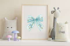 Baby Blue Forget-Me-Not Coquette Bow Clipart Product Image 7