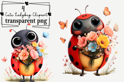 Whimsical Cute Ladybug Clipart PNG Watercolor png Product Image 1