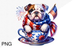 4th Of July Bull Dog Sublimation - 4th of july Clipart PNG Product Image 1