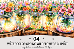 Watercolor Spring Wildflowers Clipart Png Product Image 1